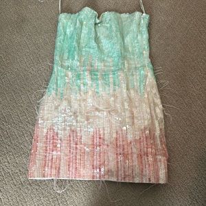 Retrofete multi-pasteled feathered sparkly dress